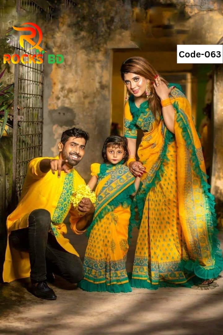 Dhupian Cotton Couple Set Saree